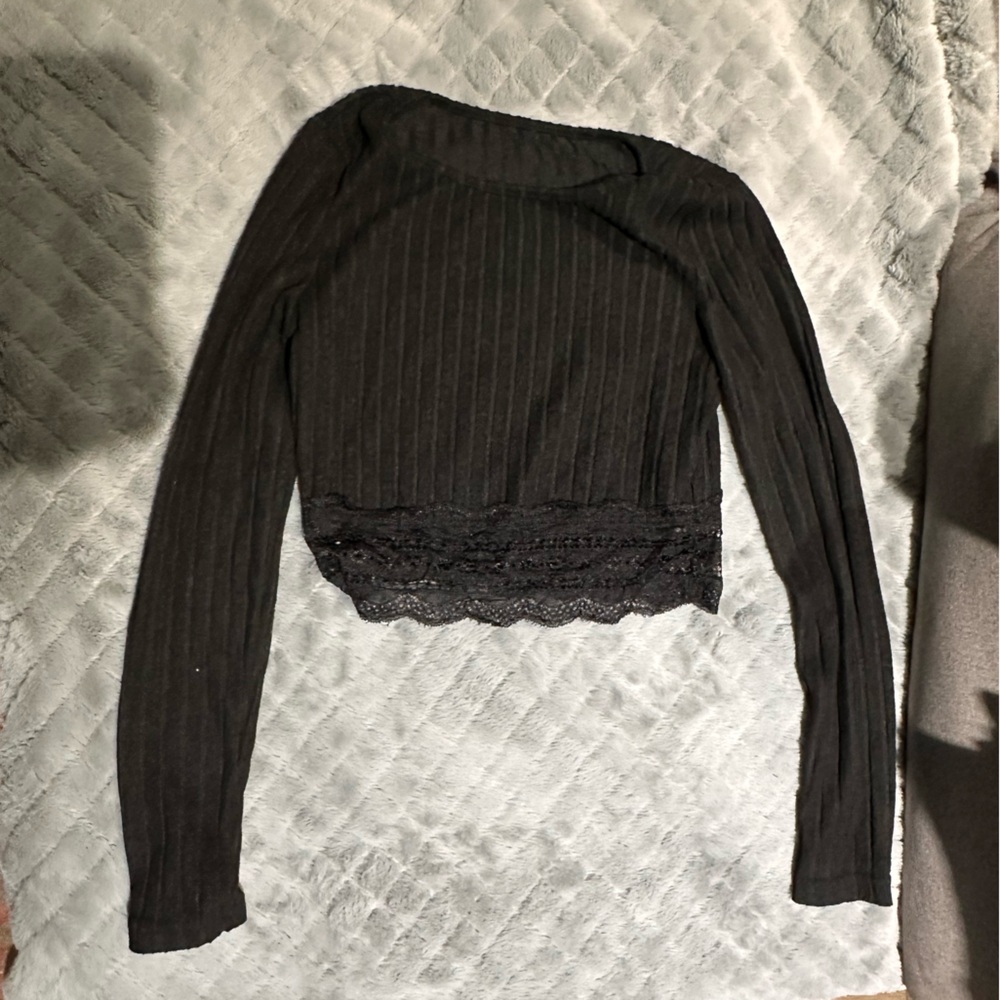 Black Long Sleeve Lace Top